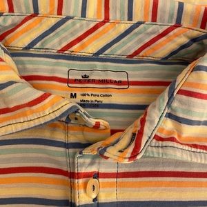 Peter Millar Mens 100% Pima Cotton striped Polo.  Medium